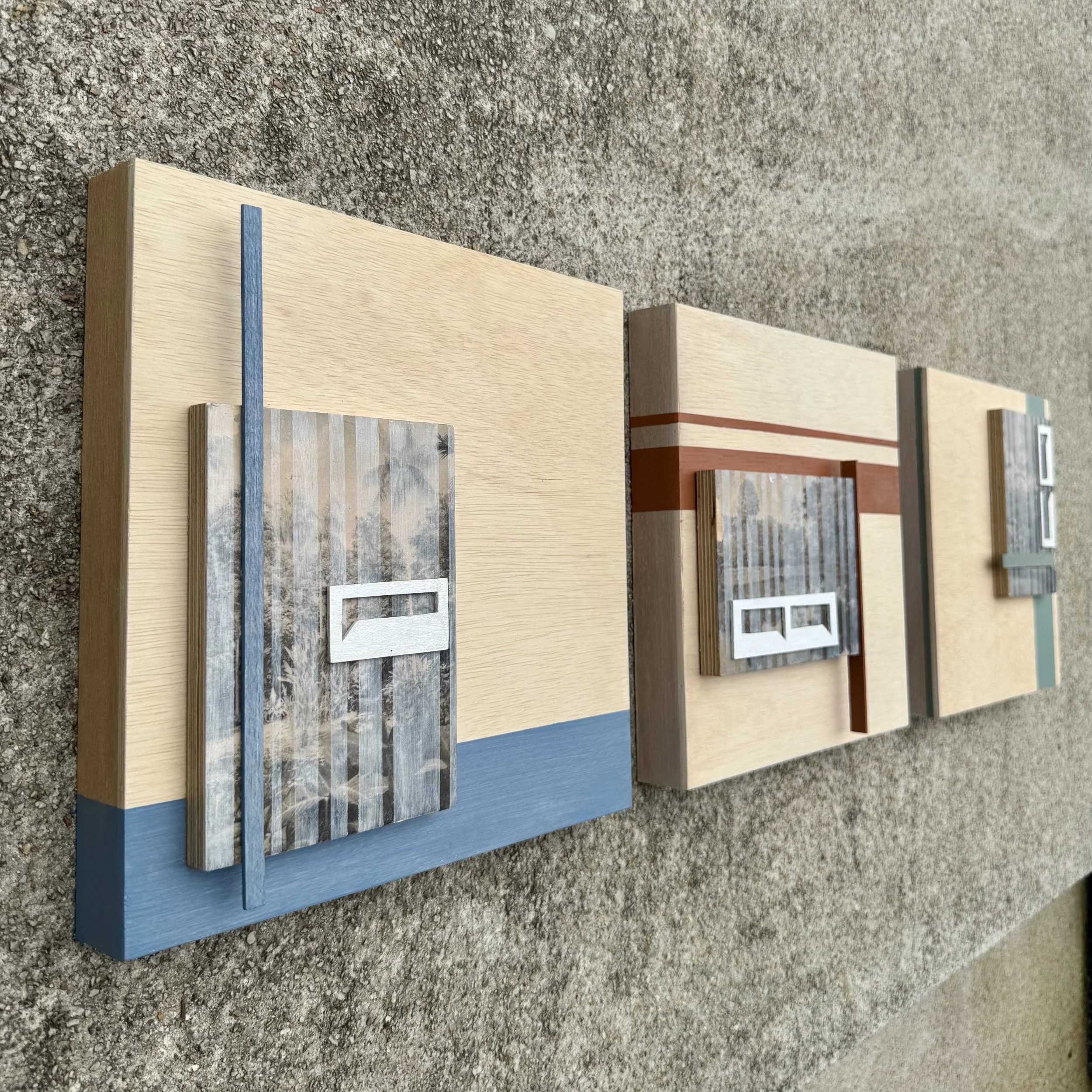  HDB  | 30.5cm x 30.5cm x 3cm | fototransfer acrylic, pencil, plywood and  balsa wood on wood | 2025 