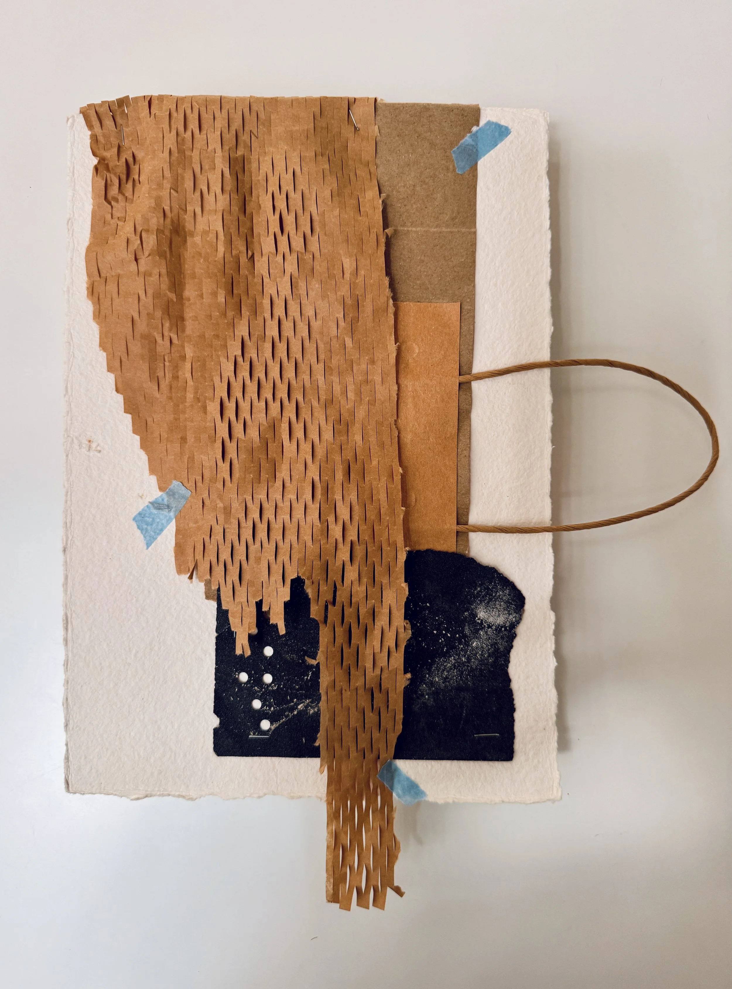  Under Construction 5 | Sandpaper, cardboard, tape, acrylics, paperbag |&nbsp; 21.5cm x&nbsp; 30 cm | 2026 