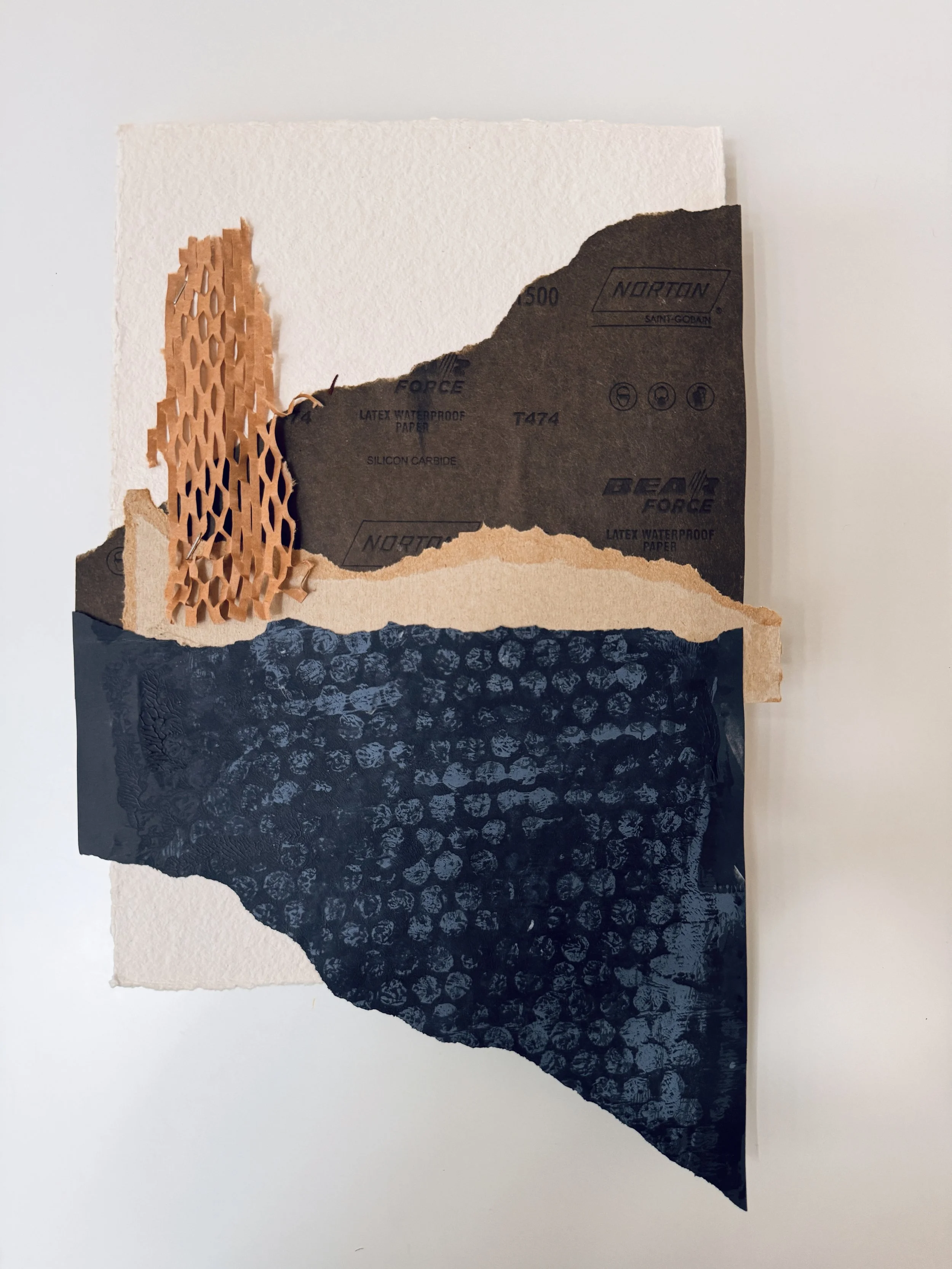  Under Construction 4 | Sandpaper, cardboard, tape, acrylics, bubble wrap | 23 cm x&nbsp; 30 cm | 2026 