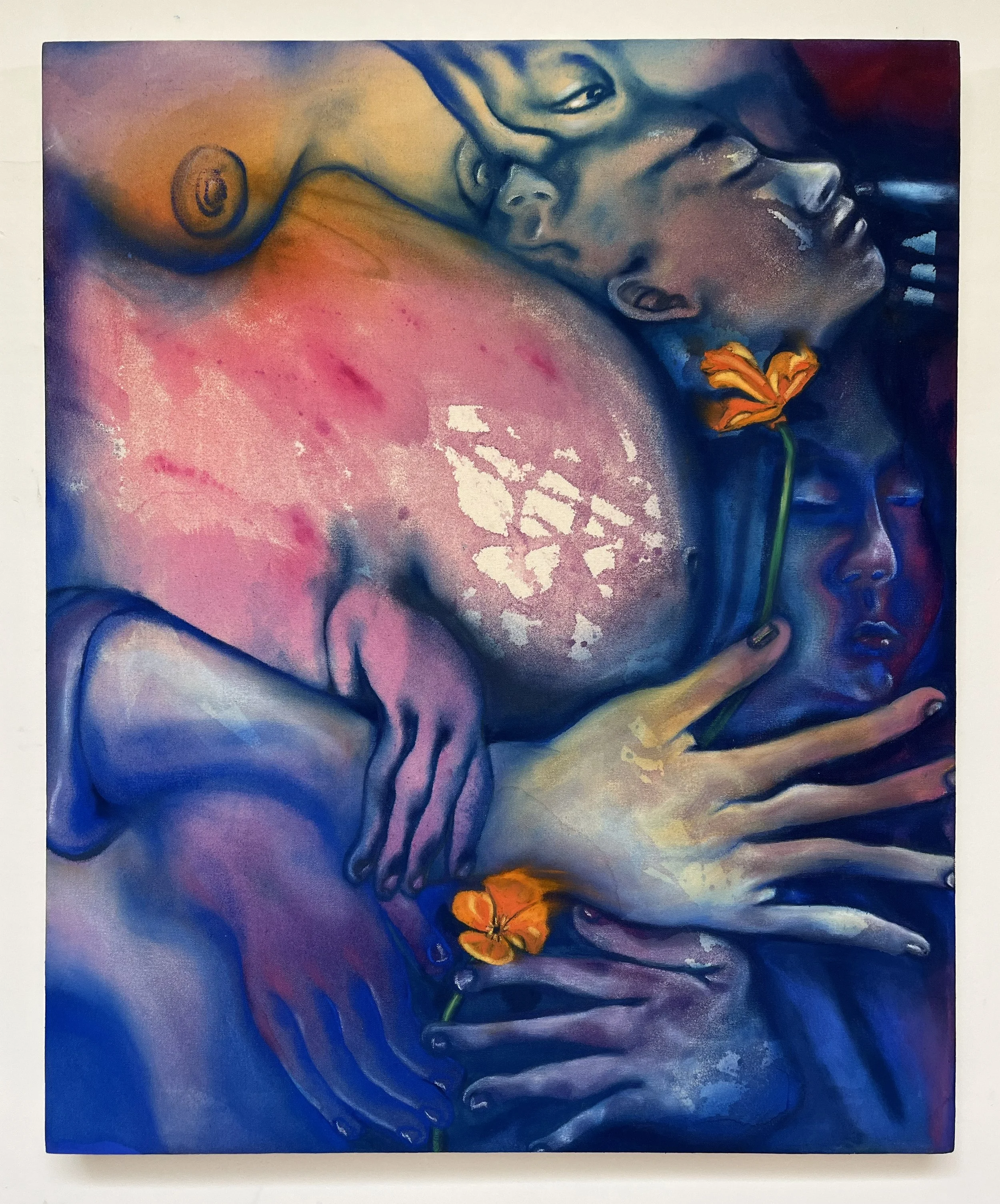 Spring Poppies acrylic and pastel on canvas 28 × 34 in / 71 × 86.25 cm