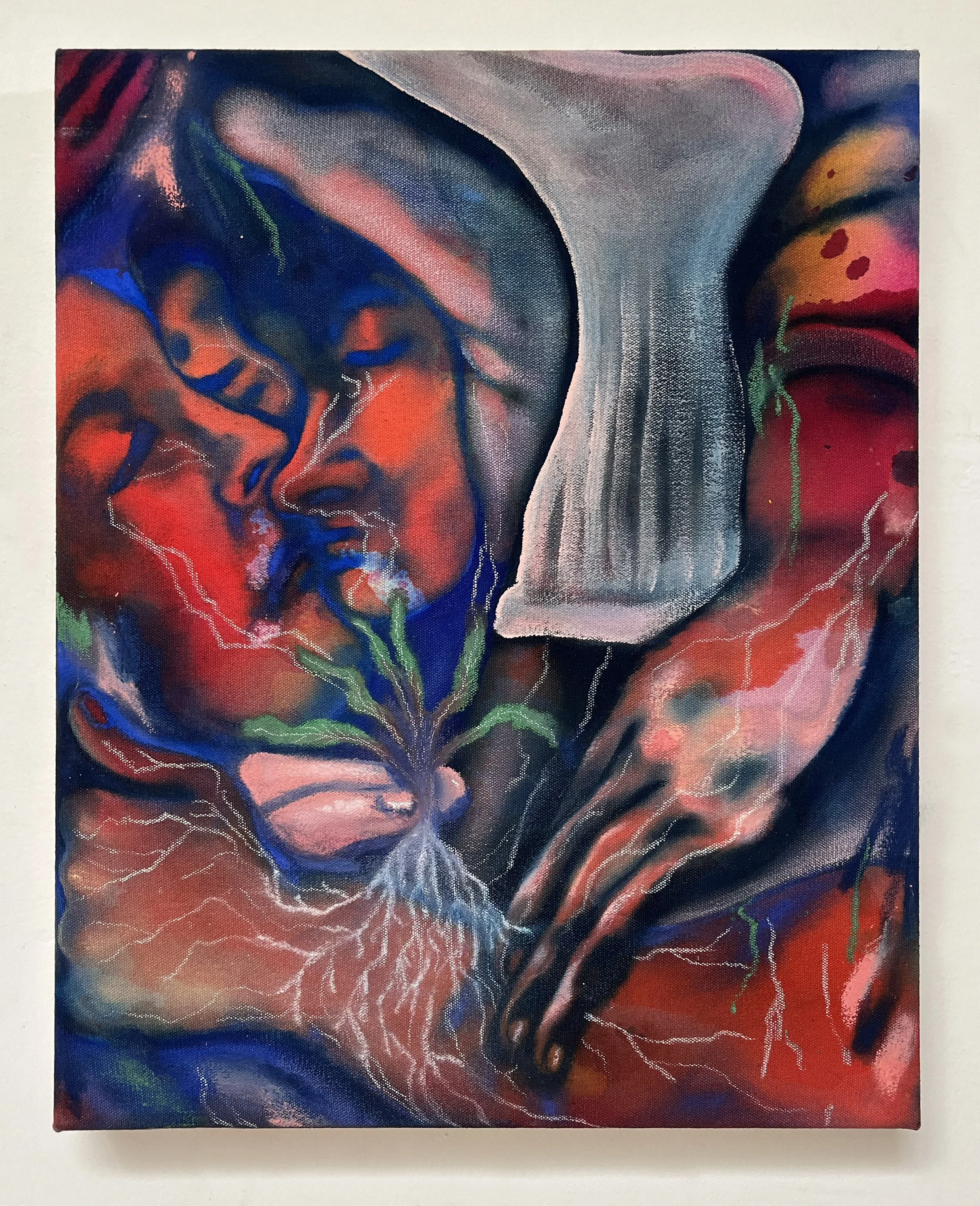 Nerve Roots acrylic and pastel on canvas 16 × 20 in / 40.5 x 50.8 cm