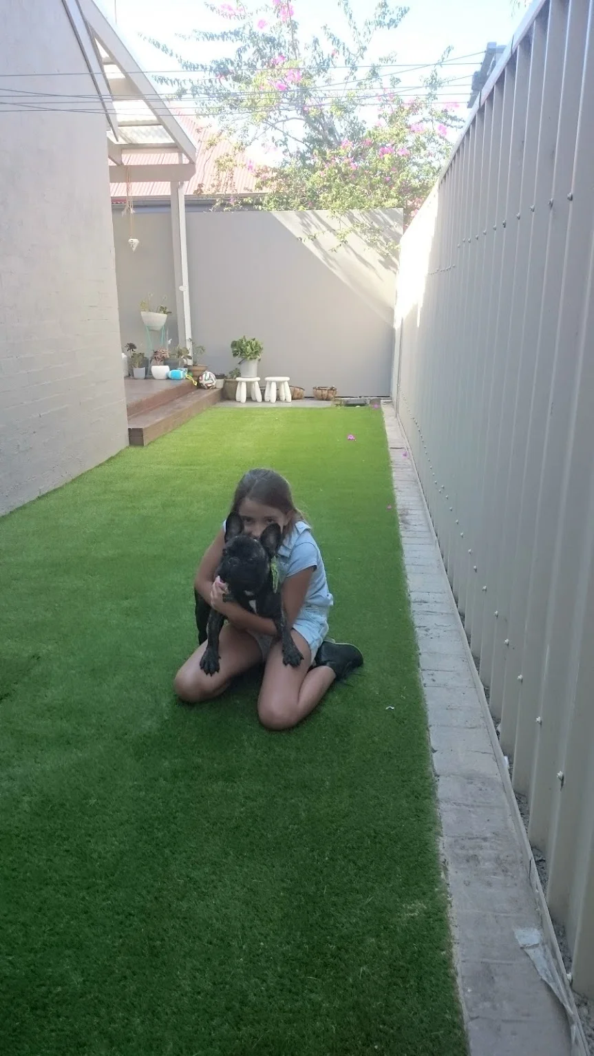 What a difference. Synthetic grass has little to no maintenance. No more watering or pesticides bringing costs down. Pesticides can give allergies to pets and children. Great solution to rental properties.&nbsp;
