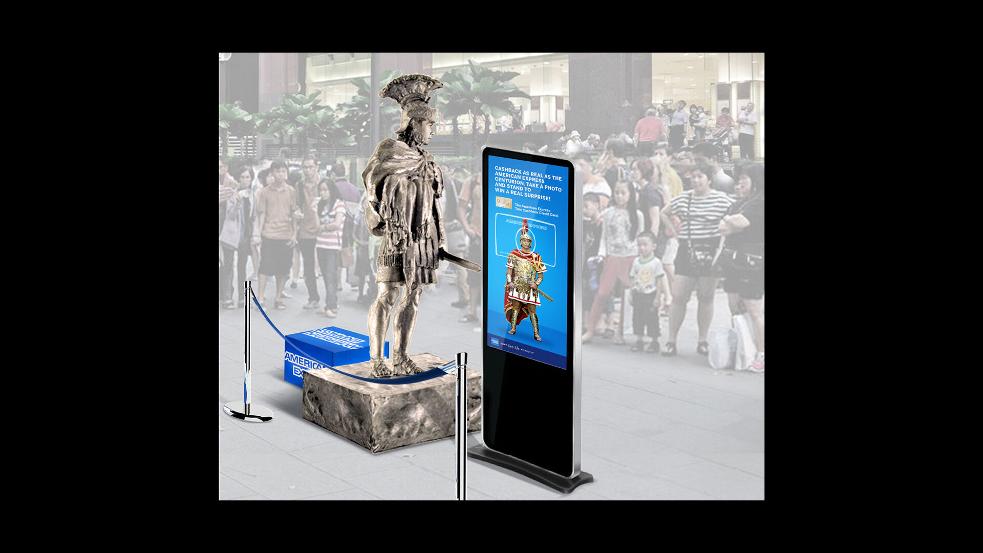 A human sculpture featuring The Centurion brings out the idea of realness on the streets. Our cashback rewards are as real as The Centurion coming to life!