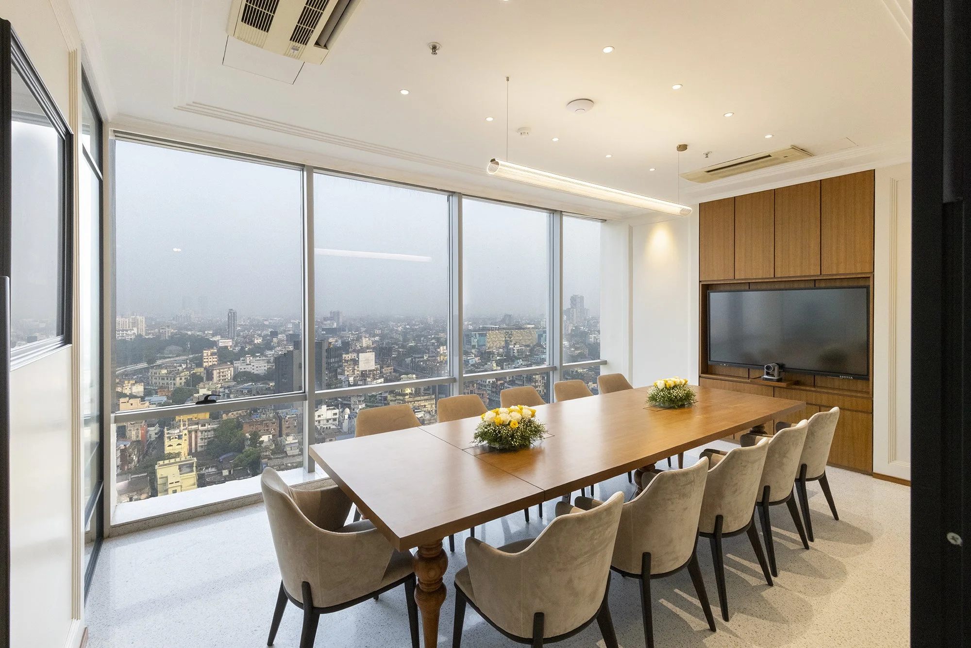 Large conference meeting room, ARSK & Associates, Kapil Bhalla architect, Kolkata, 16th floor, high rise office, tele conference facility