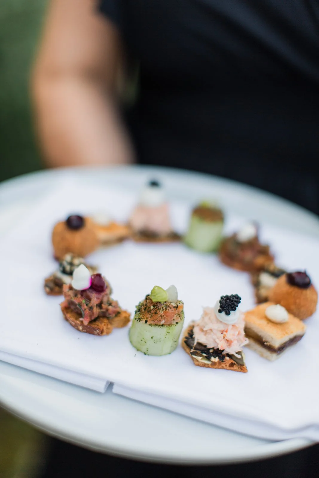 Canapés for the bride and groom at a Chateau Rigaud destination wedding in the Bordeaux vines