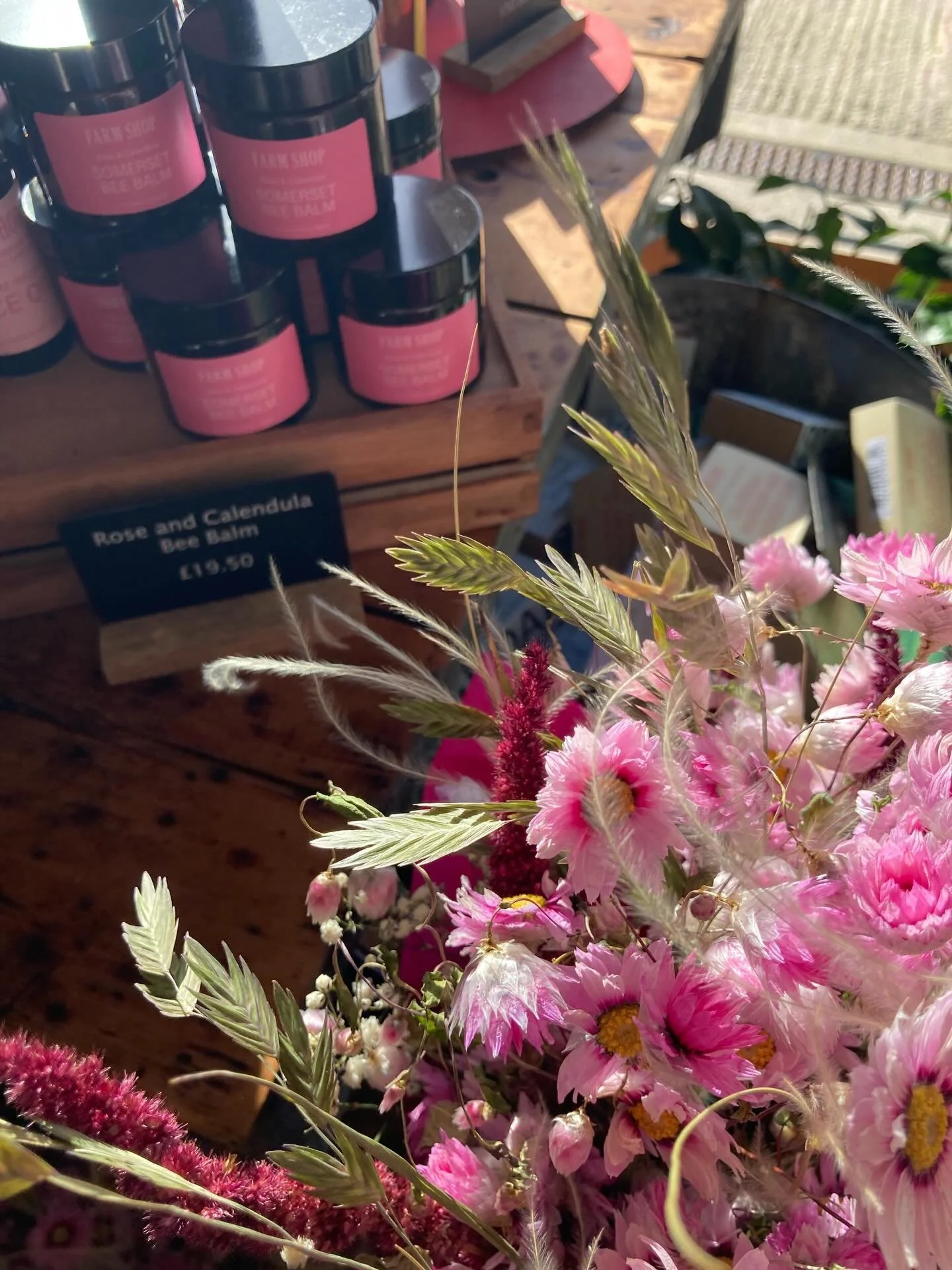 A lovely morning at @farmshopuk delivering our latest order of balms and scrubs. We offer a large variety of Somerset beeswax balms, honey salt scrubs and bath salts, scented with herbs and flowers from their amazing walled garden. Handmade by us in 
