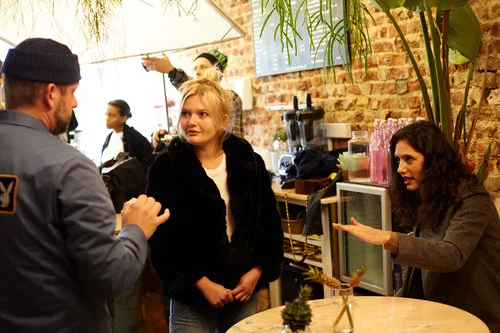 on set with Director John Turner and actress Sophie Kennedy-Clark