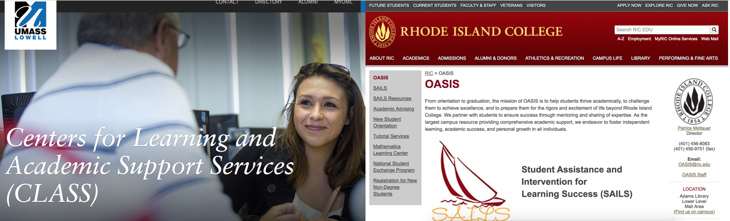 Academic Support Centers at UMass Lowell and Rhode Island College