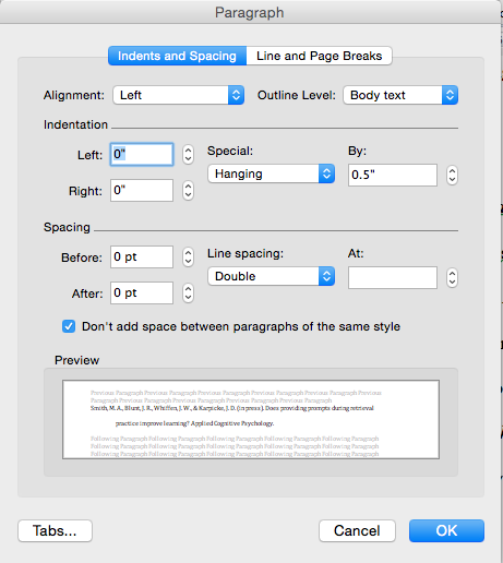 apa format on mac