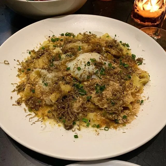 : got #pasta? Reminiscing my time in #Raleigh with food. Happy that I was able to go to @crawfordnson before rolling off on my project there. This was one of my favorites dishes of theirs: pappardelle pasta, royal trumpet mushrooms, porcini crumbs, s