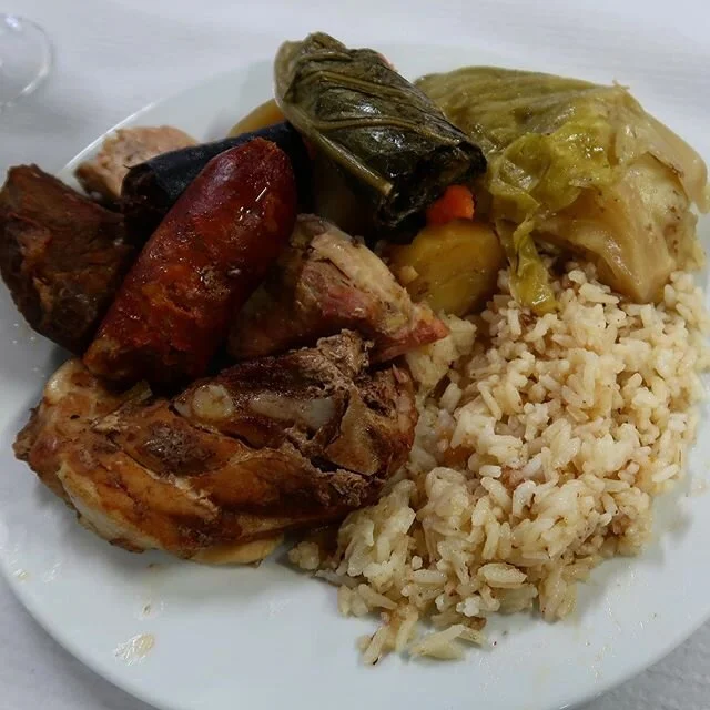 : got #volcano? This (cozido) was one of my favorite meals from the #Azores. Everything from the meats to the veggies was prepared from volcanic heat/stream underground. Nothing like spending the day relaxing in and grabbing a meal cooked prepared by