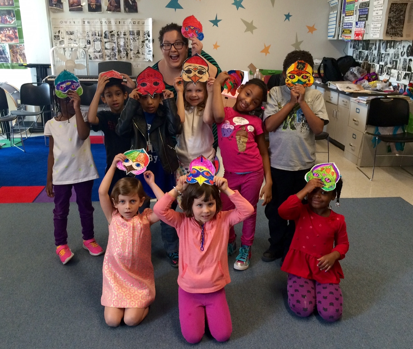 Sporting our Papagena and Papageno masks at ITS Intersession.
