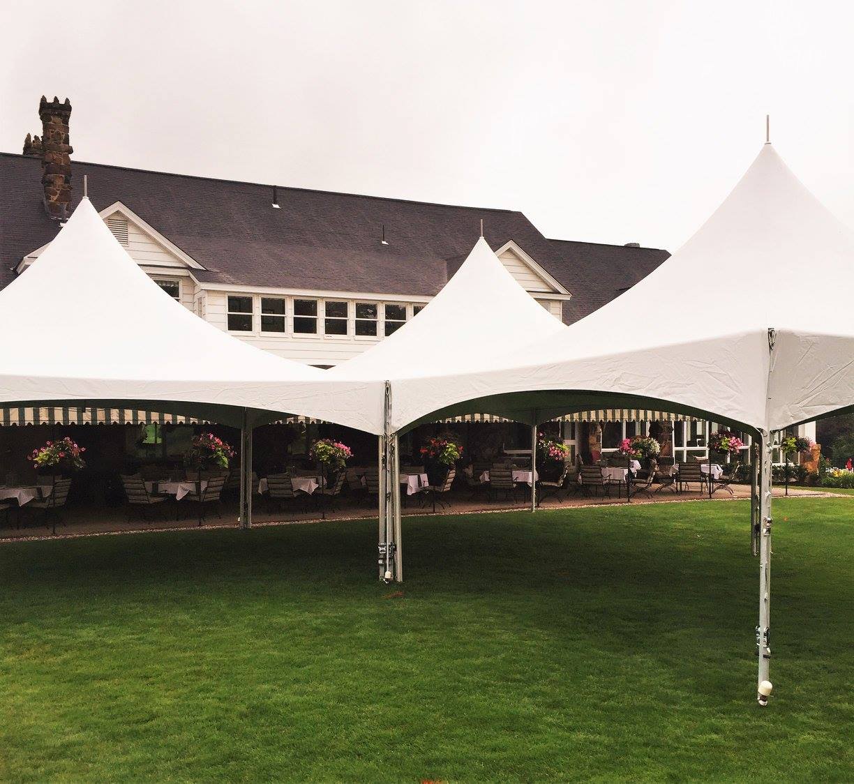 20' x 60' High Peak Frame Tent in an "L" Formation