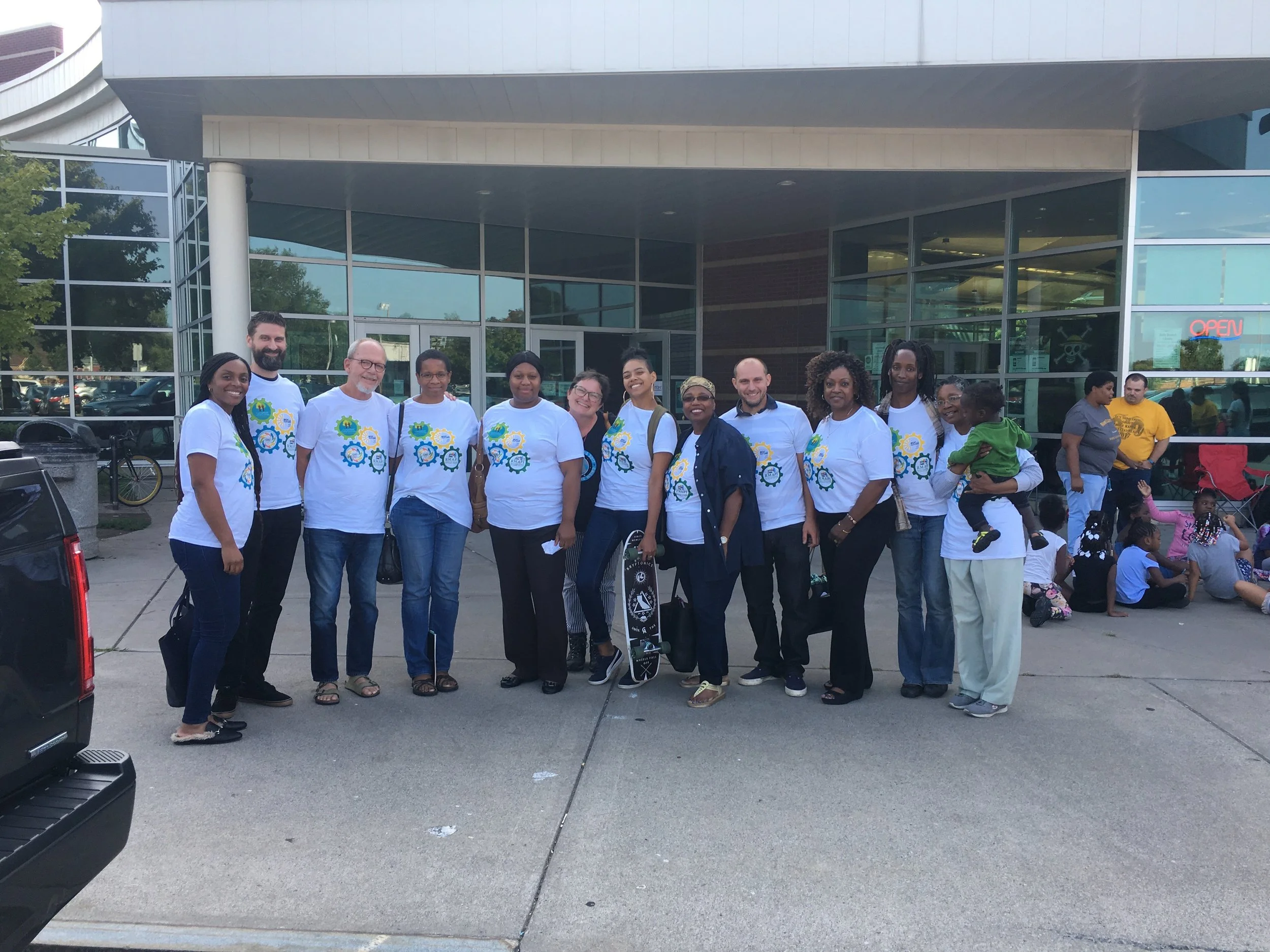  Community residents outside the Ryan Center before the Rochester City School District Board of Education meeting on August 23rd, 2018.