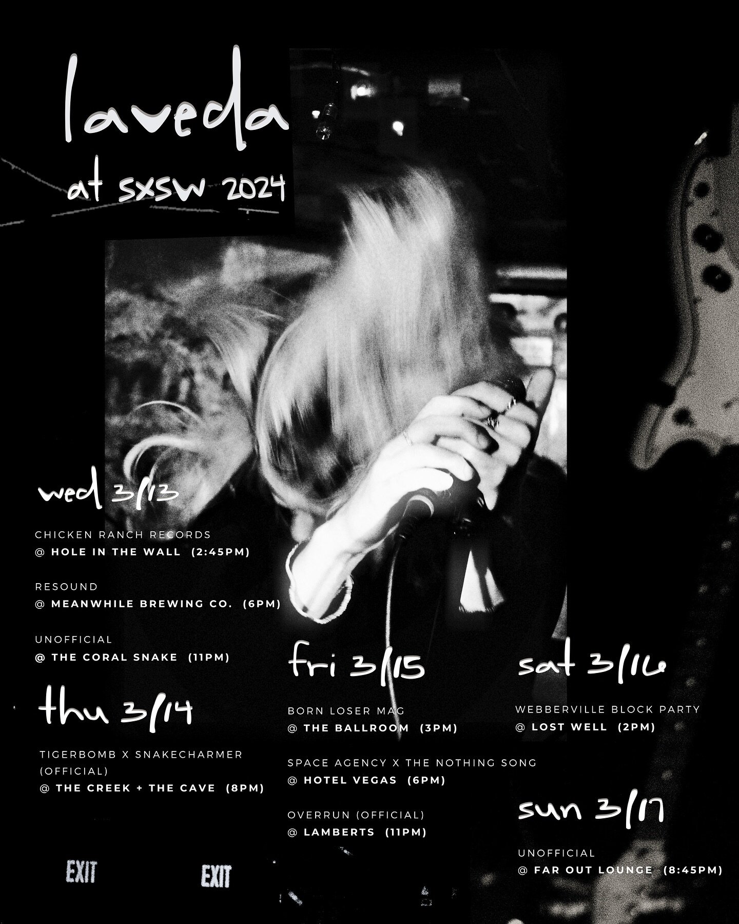 Coming up fast &gt;&gt; @lavedamusic v @sxsw &lsquo;24 &gt;&gt; catch this years SX shows 👀 👂🏻