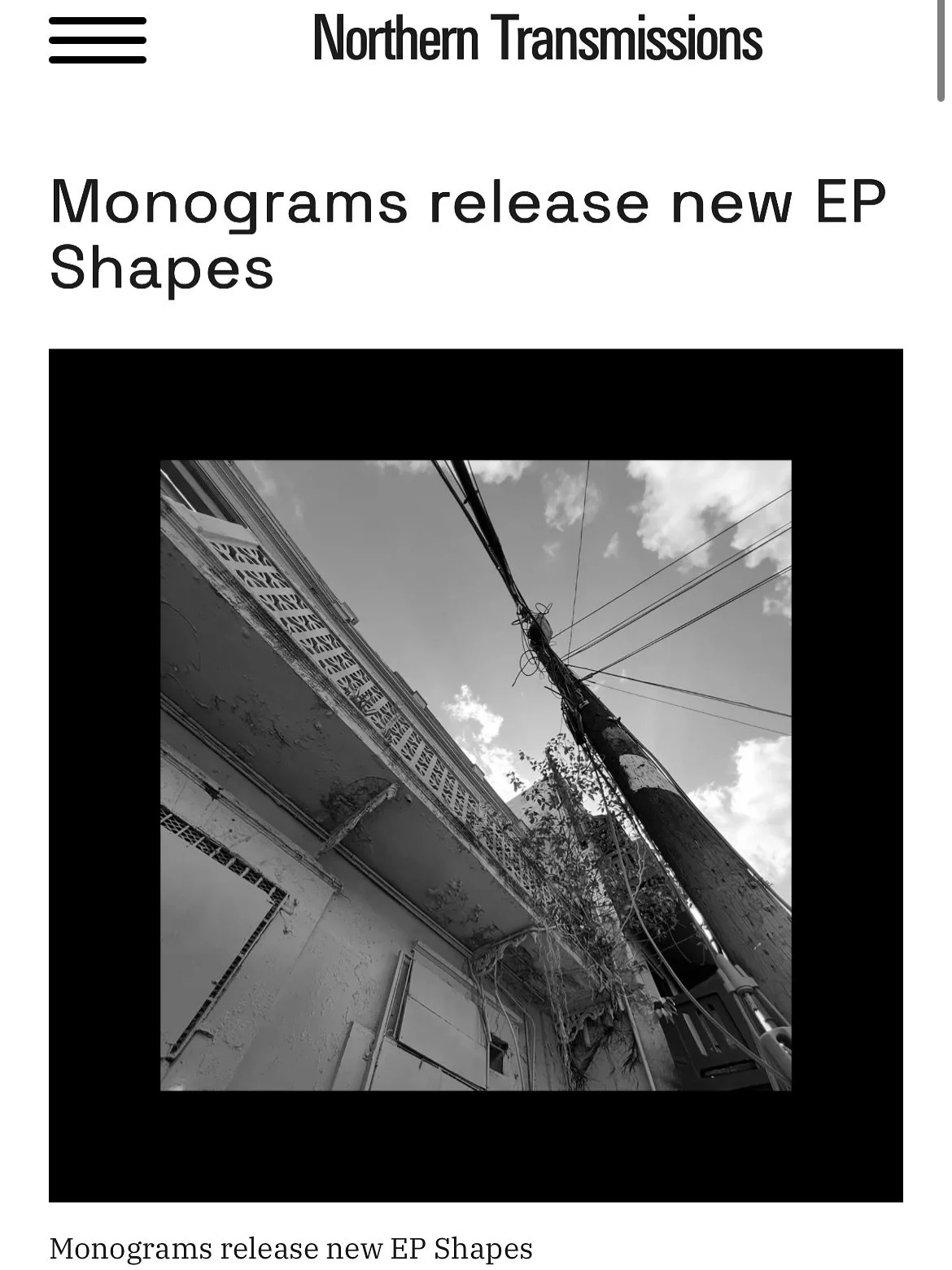 Always a leader in taste making, Thank you 🙏🏻 @northerntransmissions for premiering the new SHAPES EP from @monogramsmusic, that dropped yesterday.