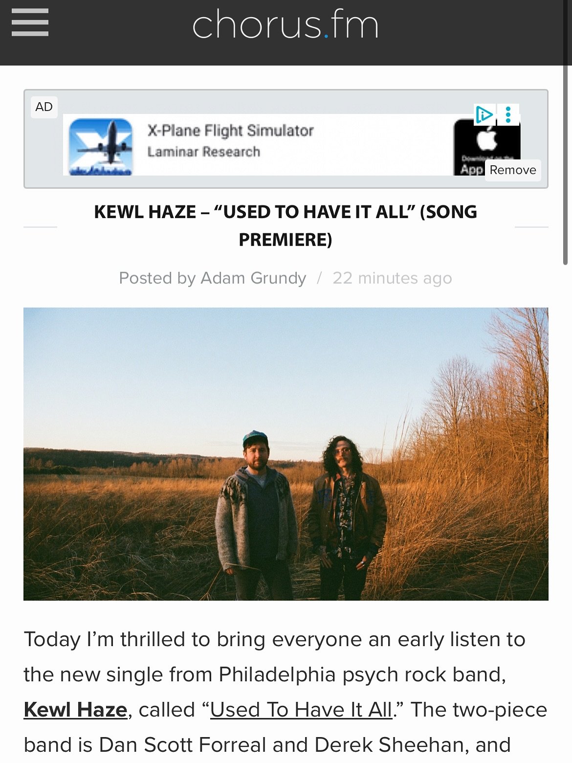 Huge thanks 🙏🏻 to @chorus.fm for premiering the debut single, &lsquo;Used To Have It All&rsquo;, by brand new project; @kewlhaze &hellip; more to come soon.