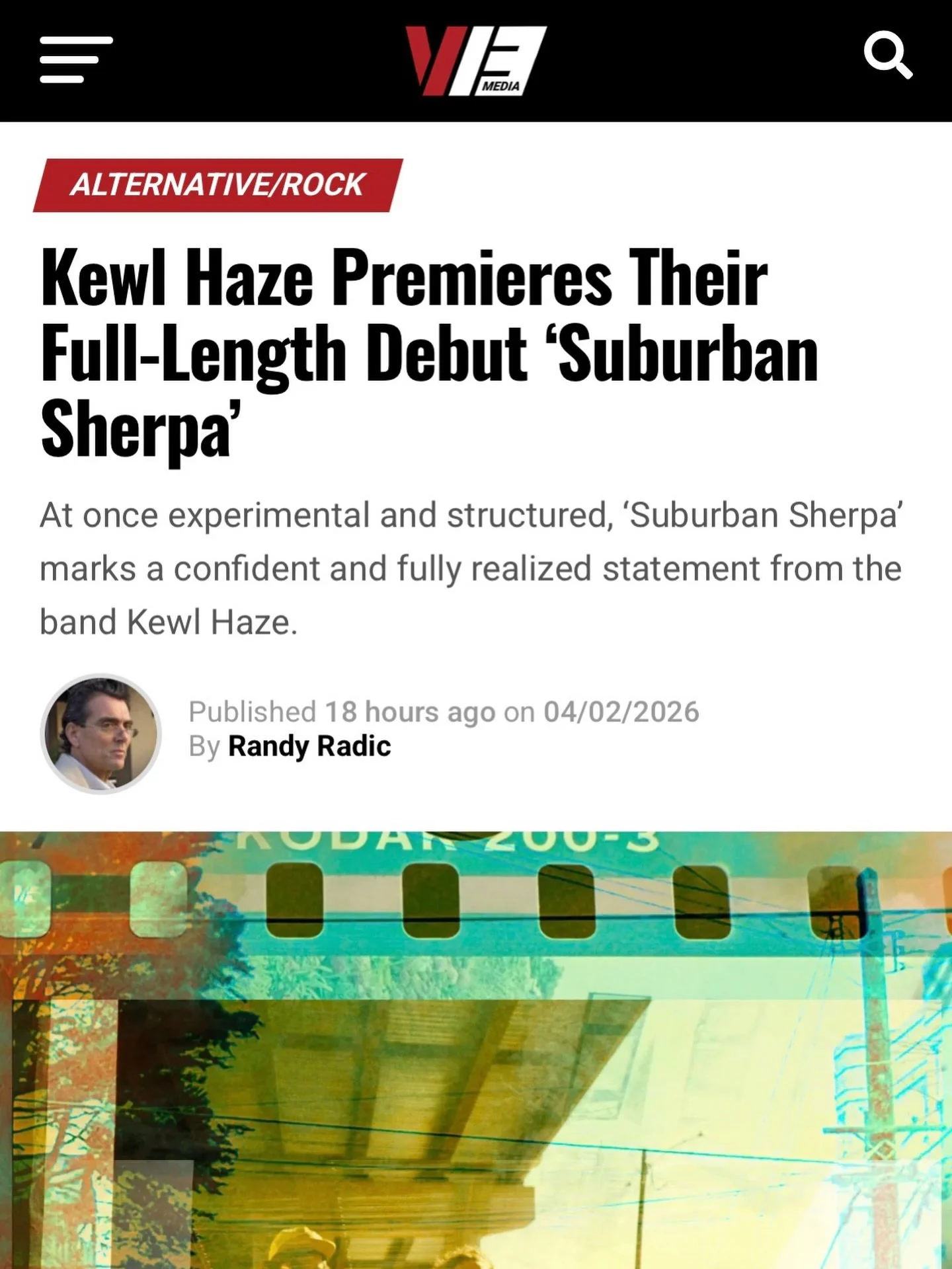 Thanks 🙏🏻 @v13media for the kind words and premiere of @kewlhaze new LP &lsquo;Suburban Sherpa&rsquo;