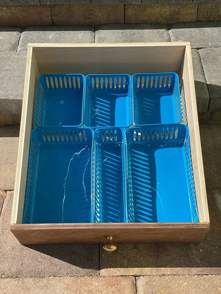 Here is how they sit inside of the drawer