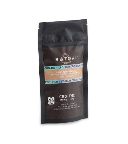 Bad Mommy Review: Satori Salted Caramel Dark Chocolate Almonds - CBD 