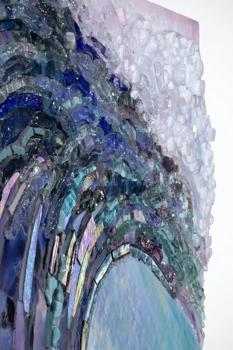 Sunset Surf Mosaic Wave (layered glass detail)