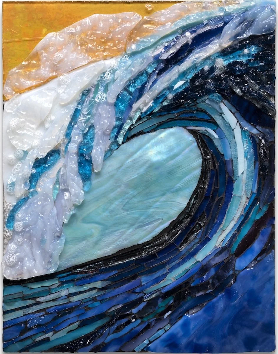  Glass mosaic ocean wave artwork by Ruth Tyszka 