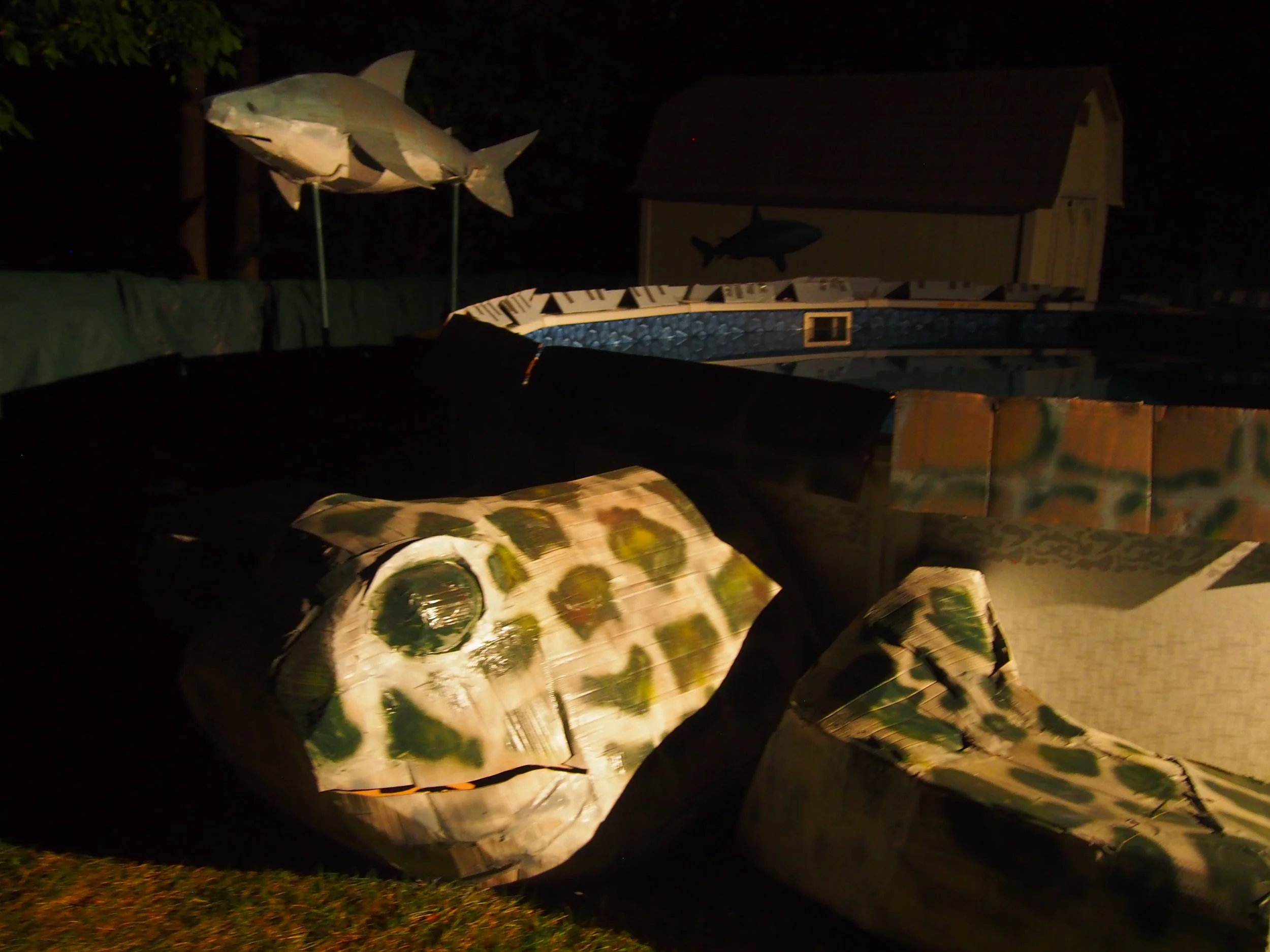  Night shot of the sea turtle and shark, Underwater Party 2016 