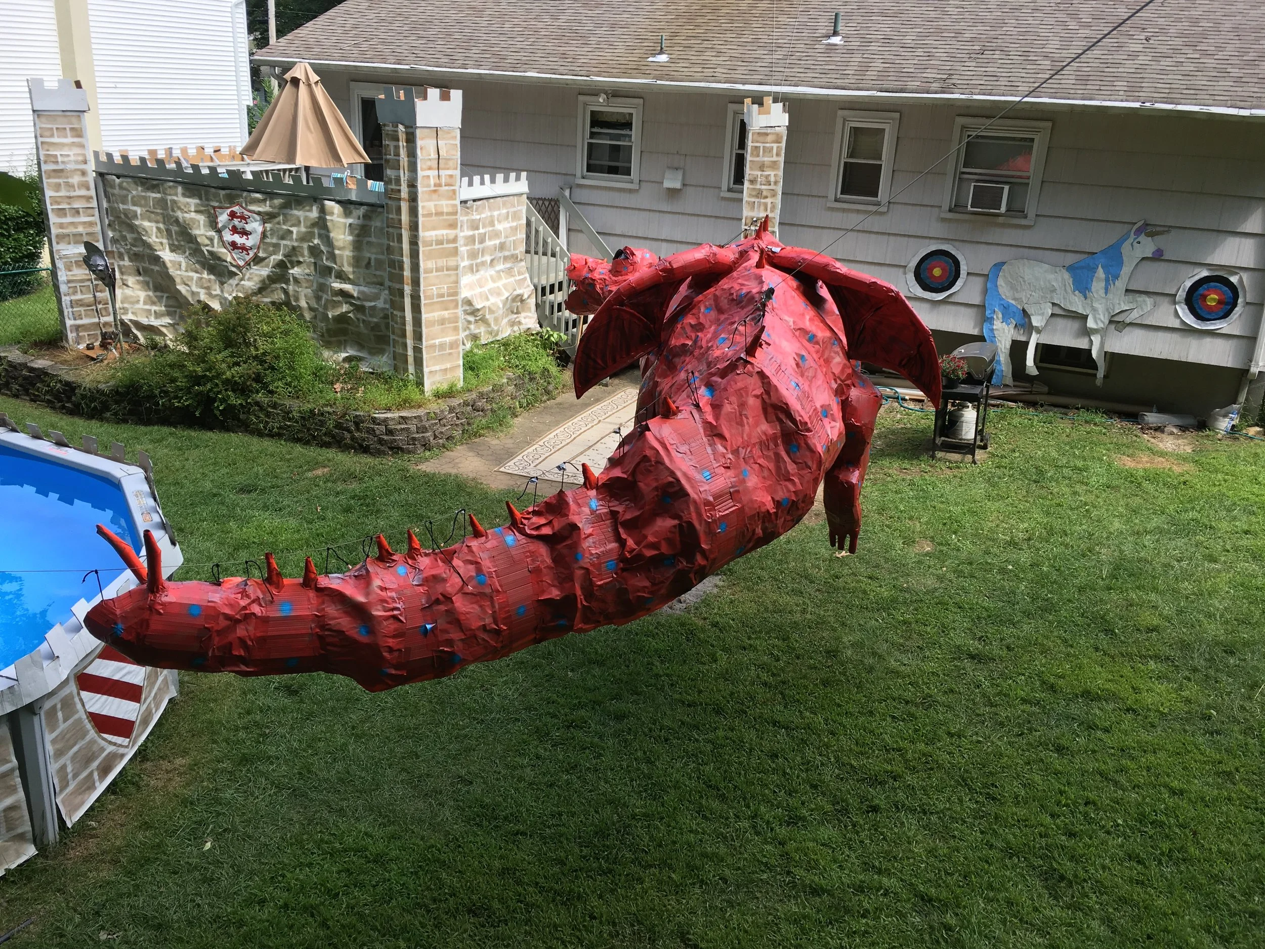 Dragon attacking the castle, Medieval Party 2018