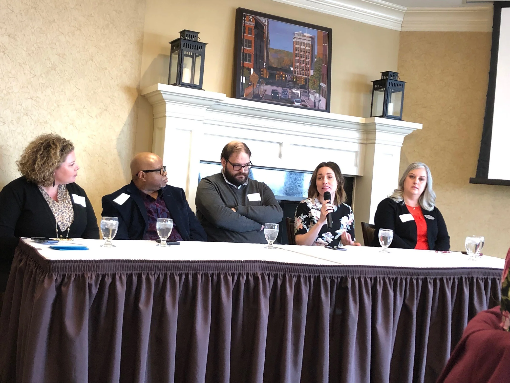 From left to right: Amanda St. Pierre (moderator), Rick Pulliam, George Wietor, Lauren Carlson and Angie Morales