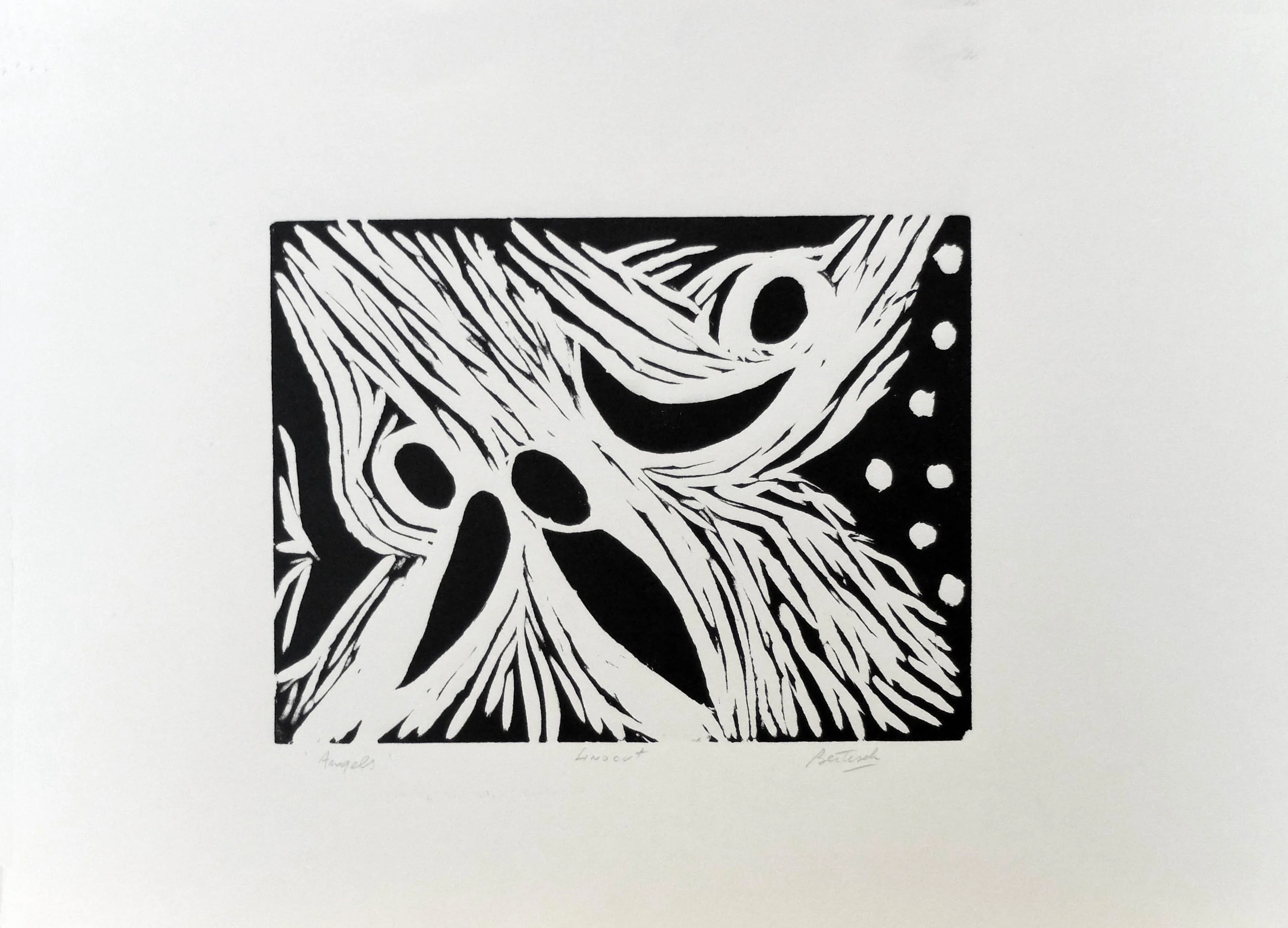 Three Angels 15'' x 22'' Linocut