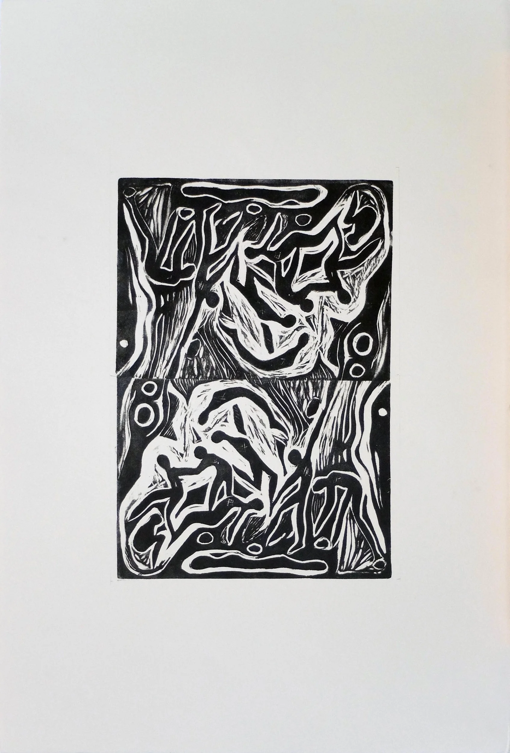 Revealed Entities II Reverse 22 " X 30 " Linocut
