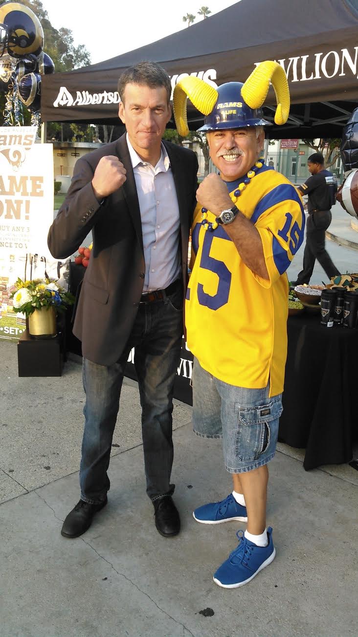 Staff Member Joe "Silver Fox" Ramirez with KTLA 5 News Reporter Eric Spillman . (2016)