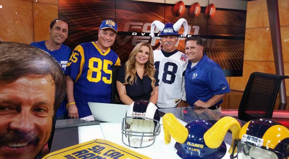 Staff Member Joe "Silver Fox" Ramirez with Fox Ch.11 Sports Reporter Liz Habib on FOX Overtime. (2015)