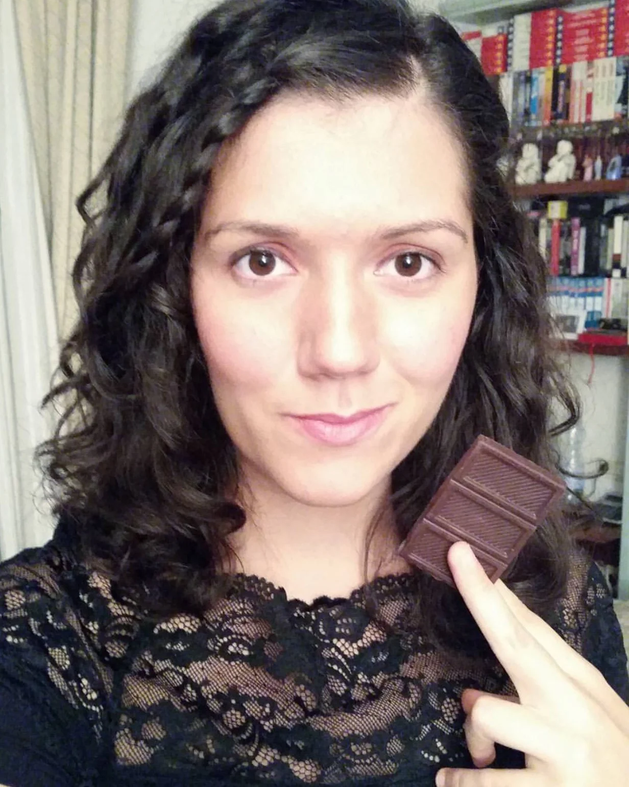 The Chocolate Journalist enjoying fine chocolate, photo by Sharon Terenzi