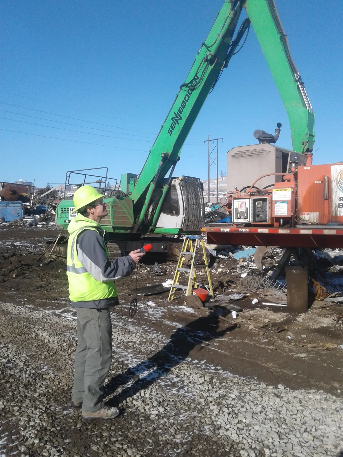 Clark Grant recording the crusher at Pacific Steel in Butte