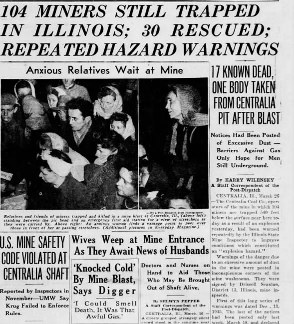 Centralia, IL newspaper from 1947