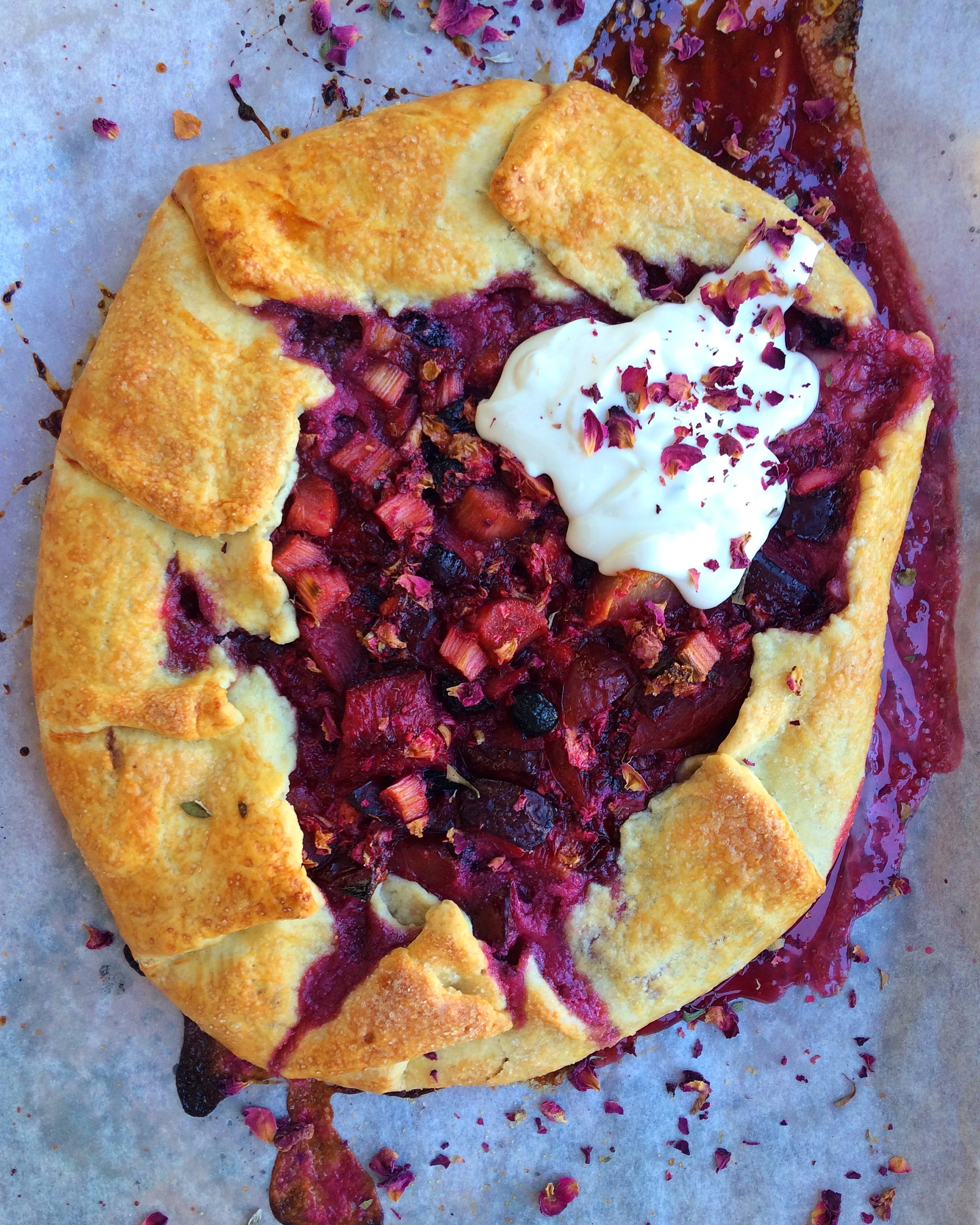 Rhubarb, Plum & Rose Petal Galette