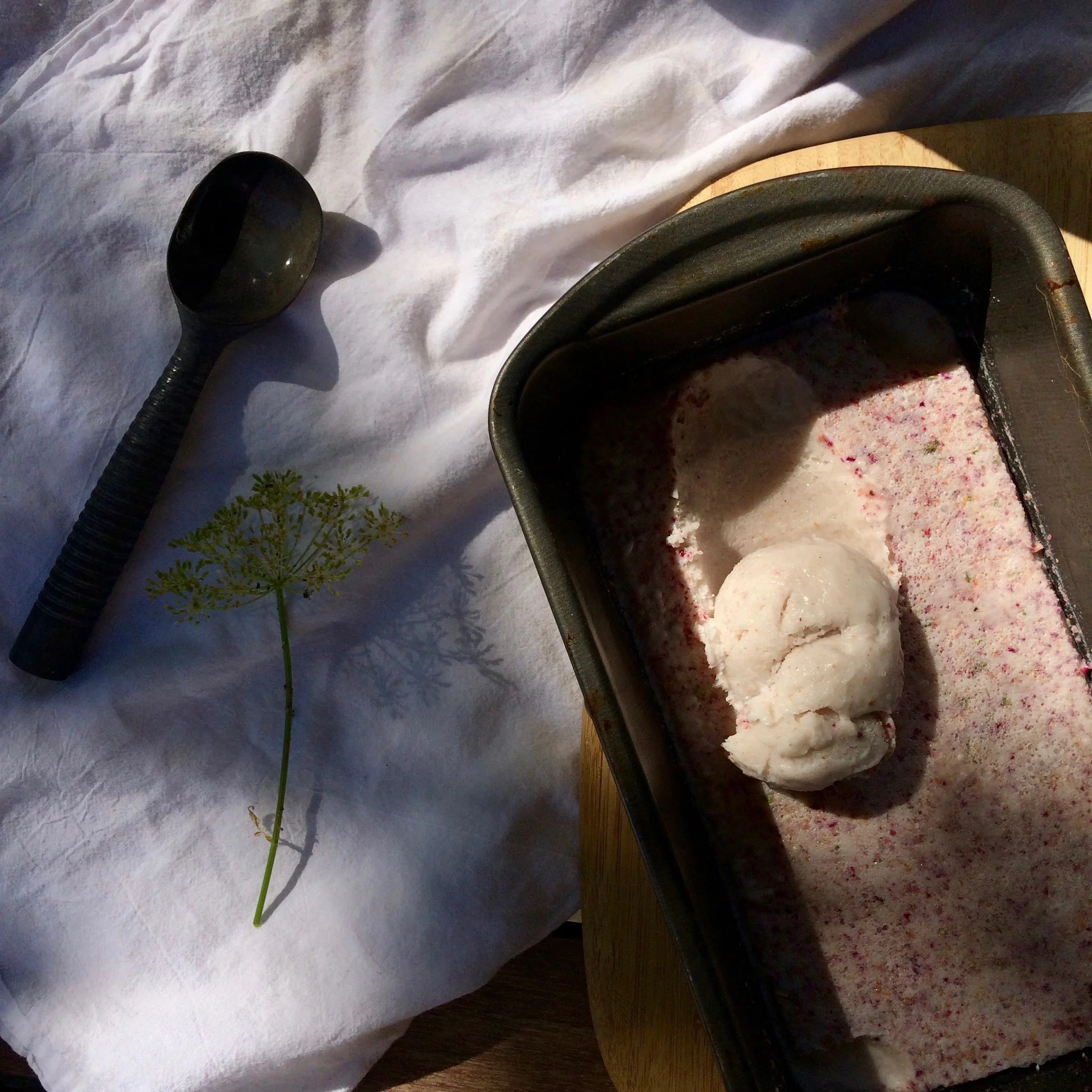 Coconut and Rose Petal Vegan Ice Cream No machine