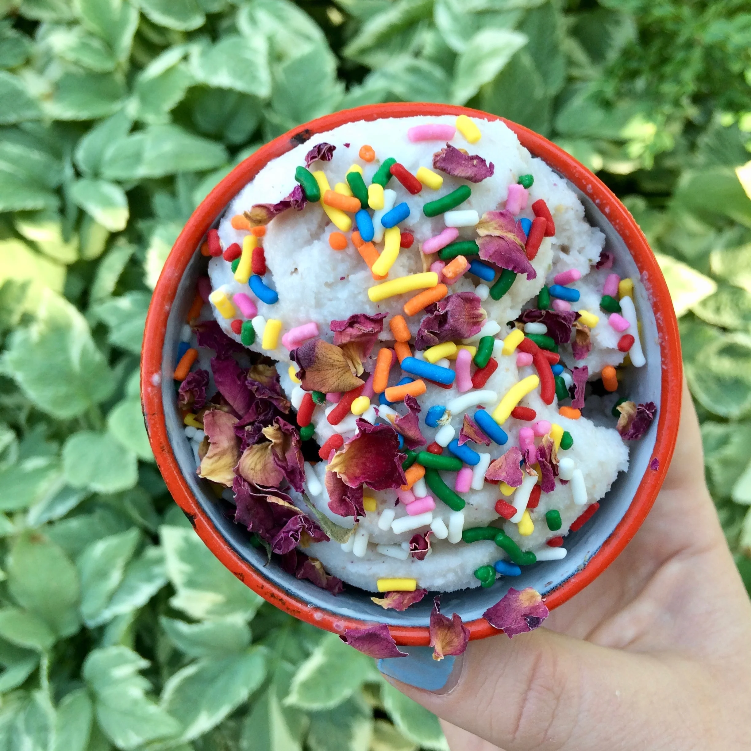 Coconut and Rose Petal Vegan Ice Cream No machine