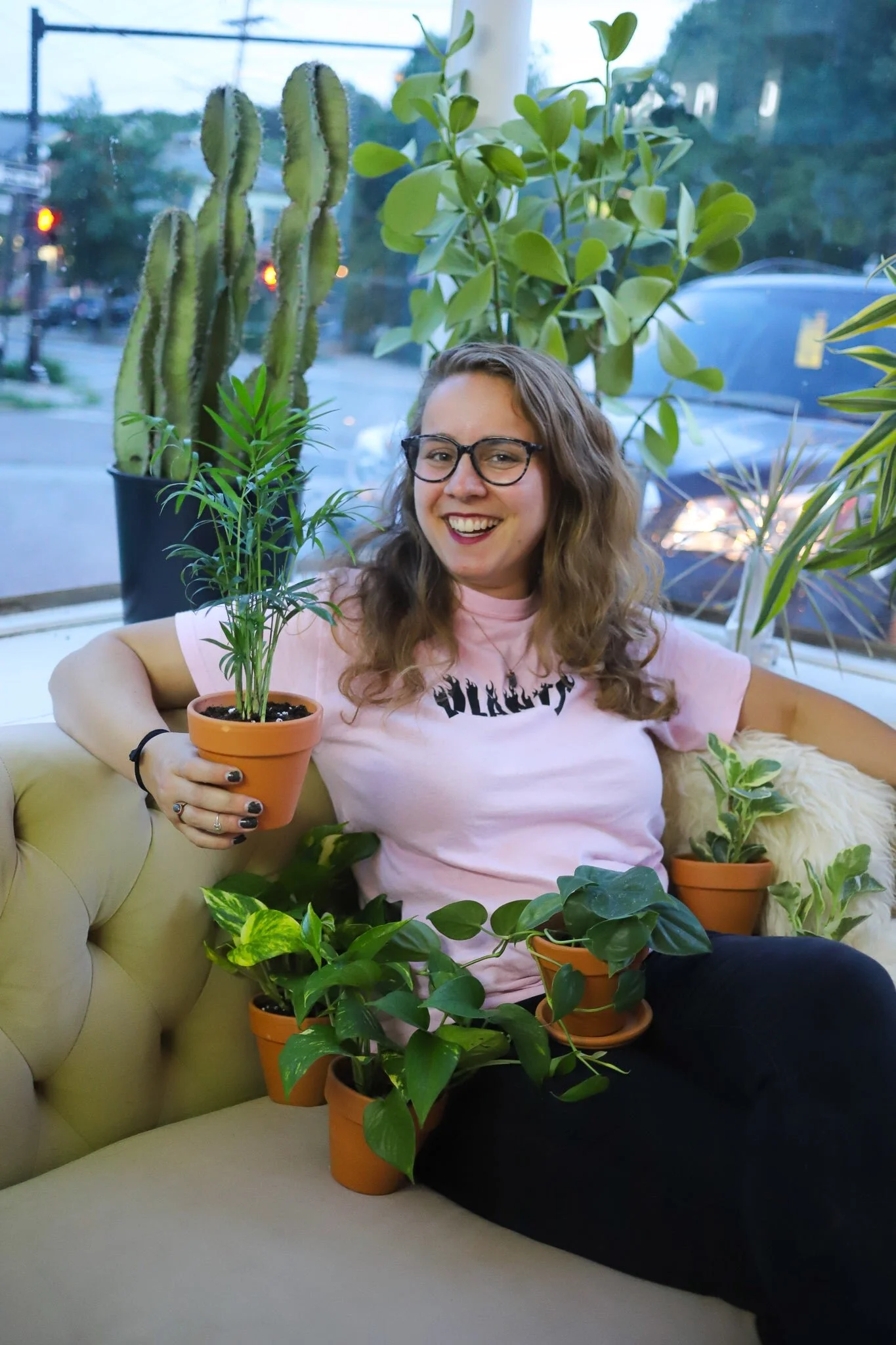 Cheryl with plant babies. Photo by Carlie Febo.