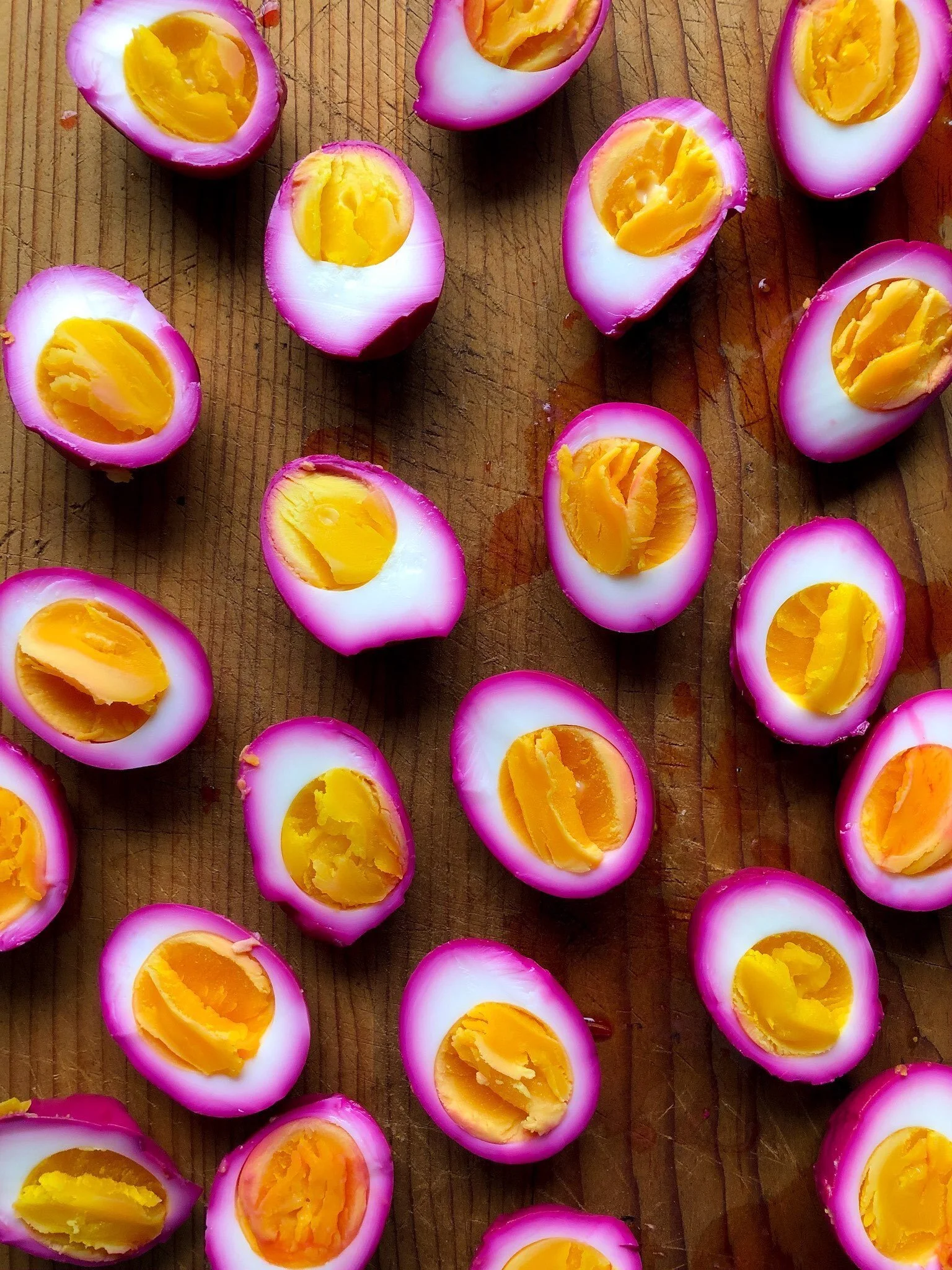 Rosehip and Beet Pickled Deviled Eggs
