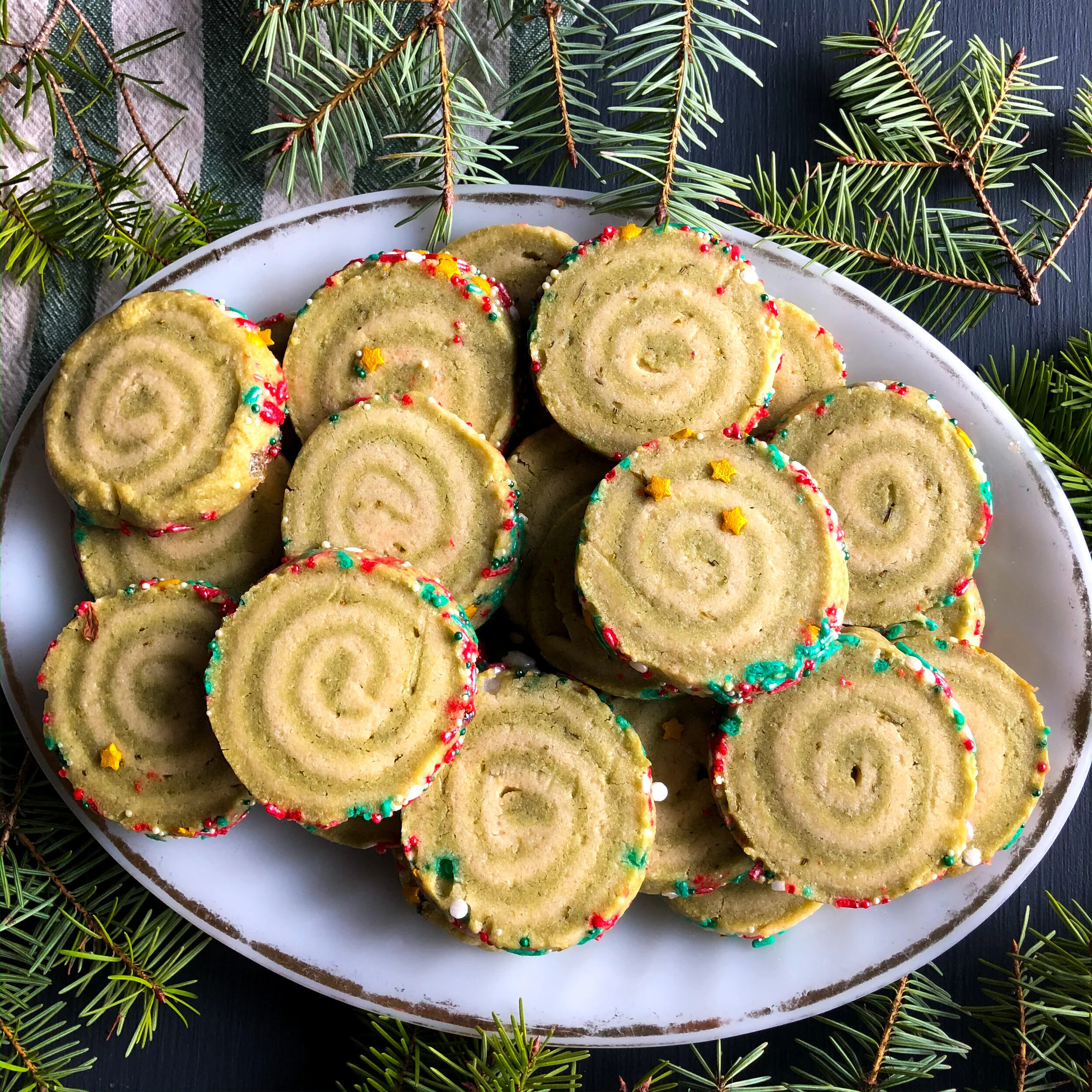 Pine Needle Pinwheel Cookies