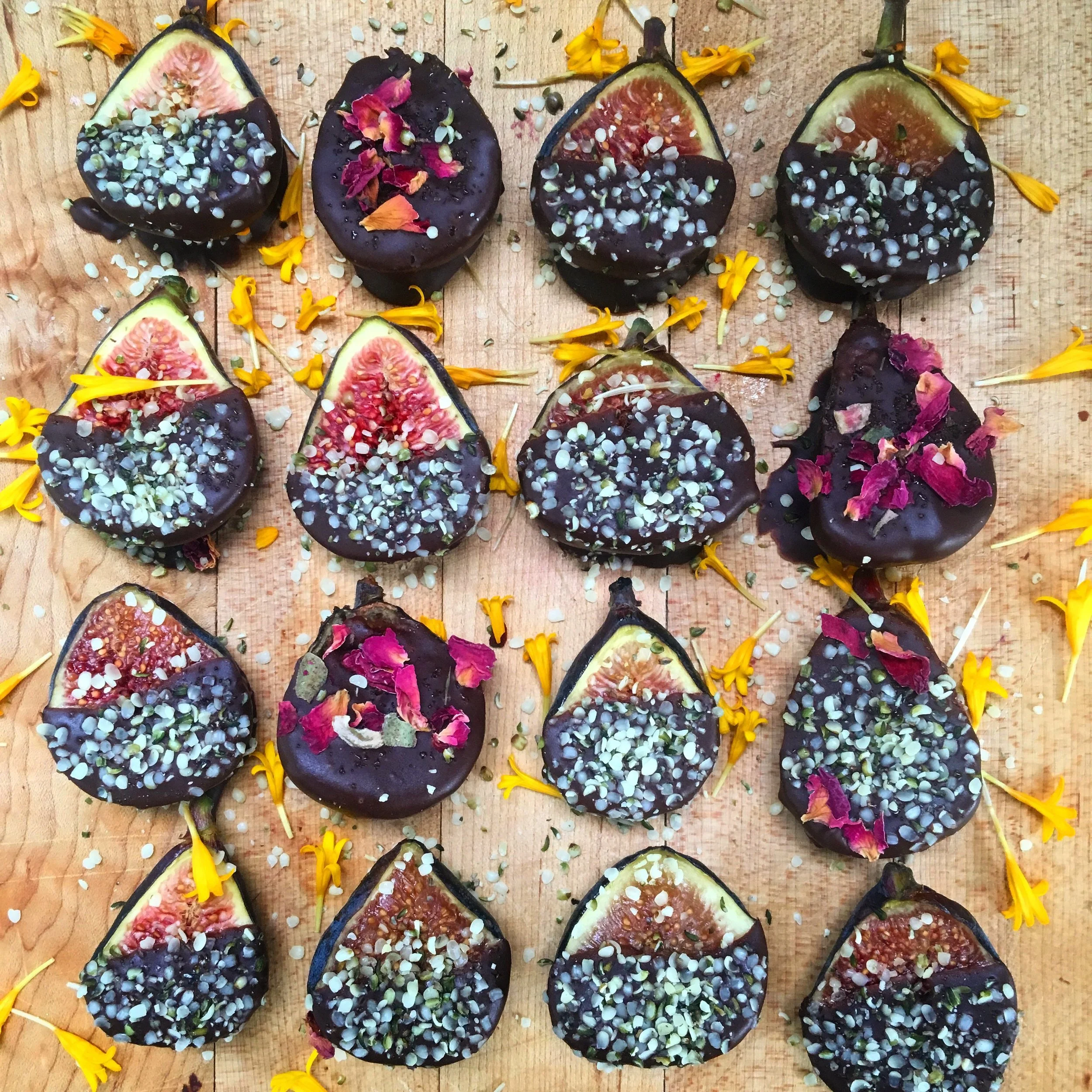 Chocolate Covered Figs with Hemp Hearts