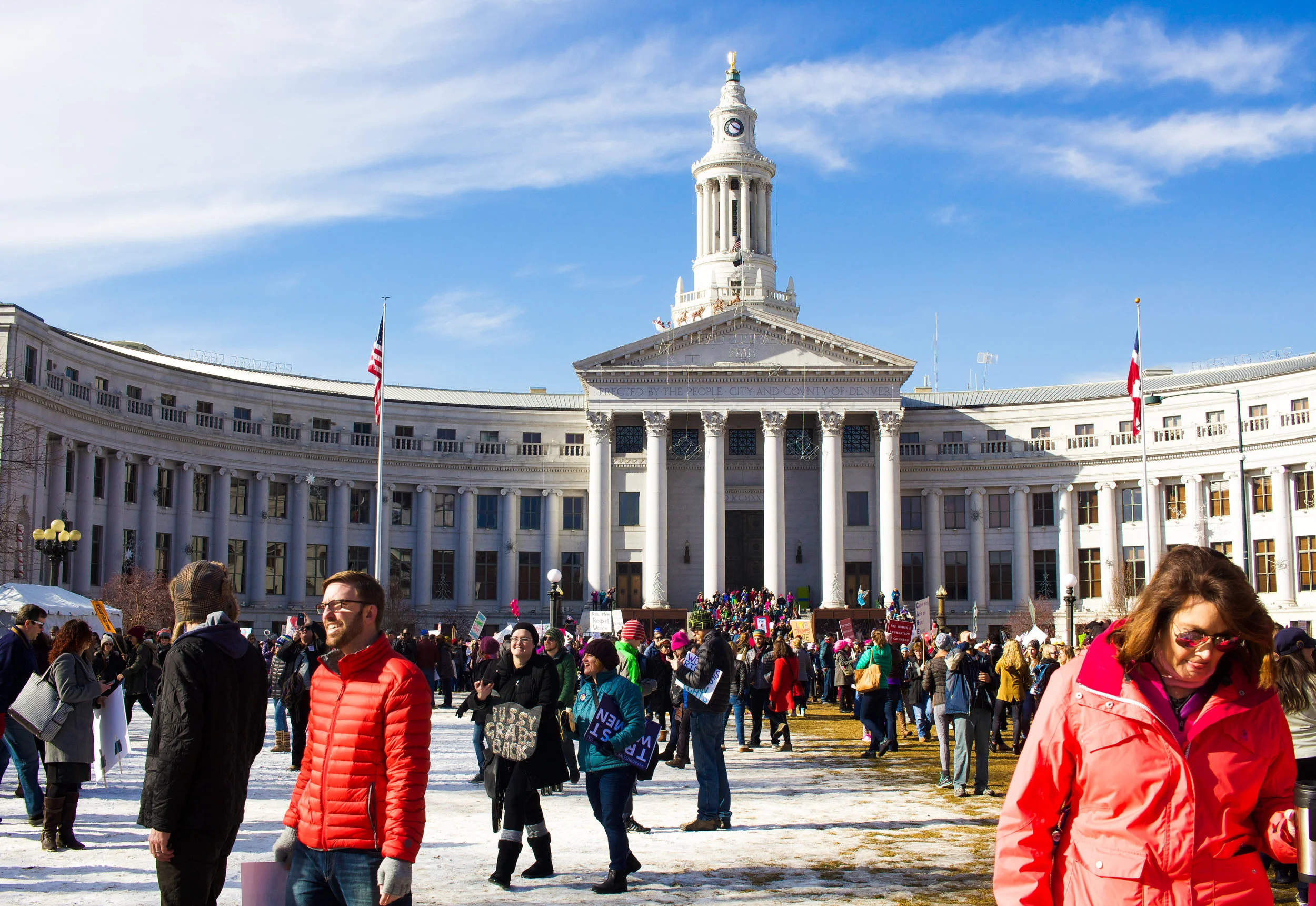  January 21st, 2017. Women's March on Denver ends in the park between the Colorado State Capitol and the Denver City &amp; County building.&nbsp; 