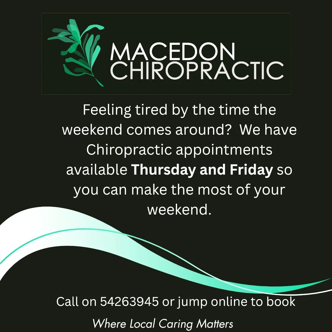 We have Chiropractic appointments with Anna, Drew and Rory. Come in and get ready for the weekend.