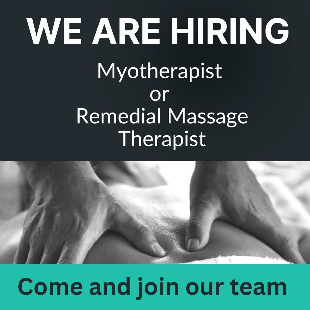 Come and join our team!

Our current myotherapist Caitlin is off on maternity leave soon and we need someone to take her place. We have clients wait listed to get in.  You will be working alongside chiropractors and Chinese medicine practitioners wit