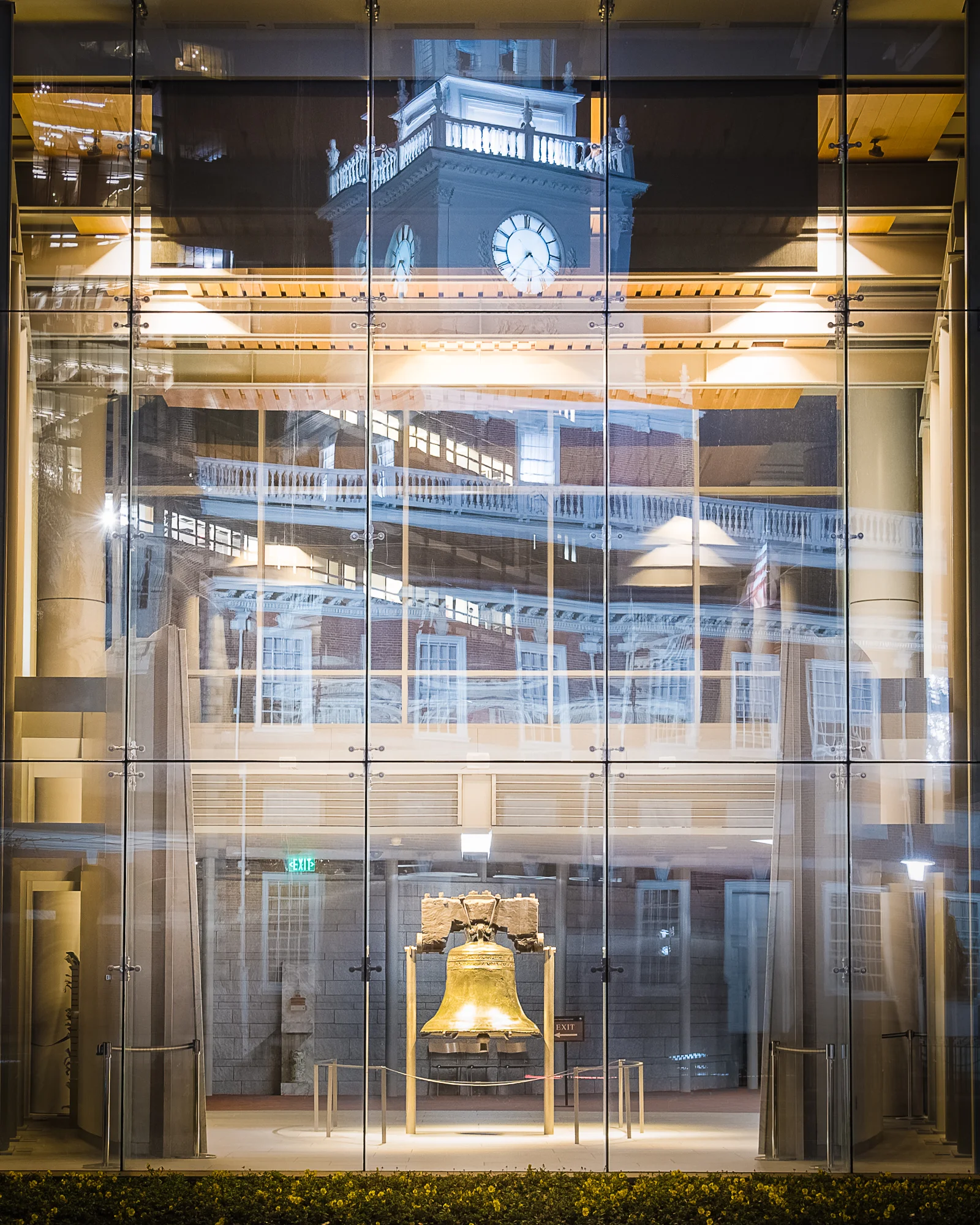 Liberty Bell and Independence Hall Reflection