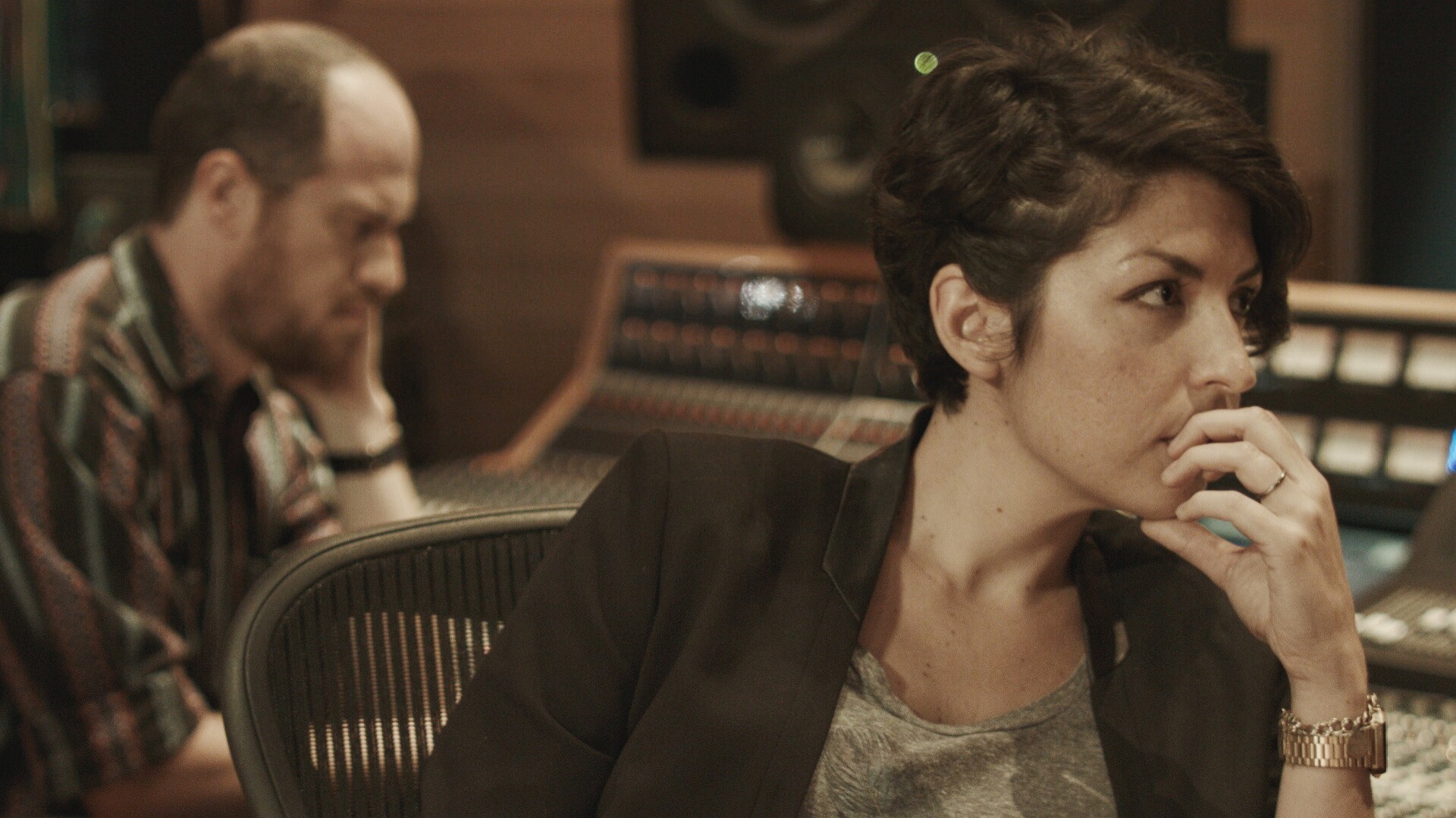 Riah Gouvea as Brunch and Land Smith as The Sound Engineer witnessing Roger's greatness. 