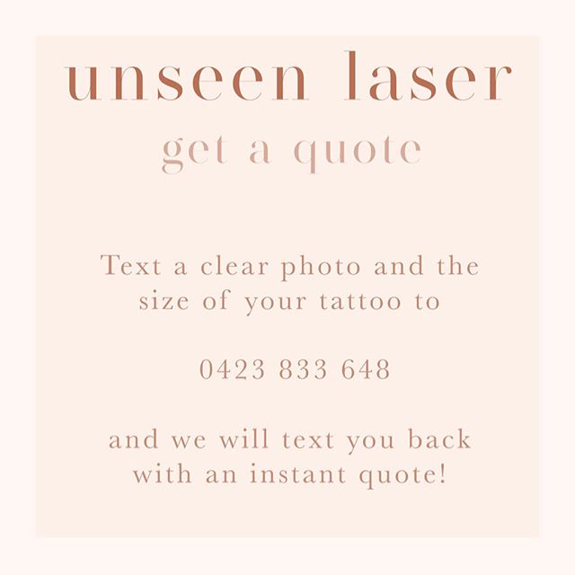 What a quote? Text a clear photo to 0423833648 and we'll get back to you! Alternatively you can email info@unseenlaser.com