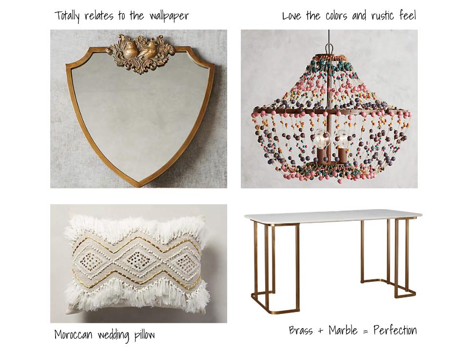 Mirror | Chandelier | Pillow | Desk